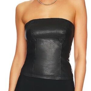 L’Academie Black Leather Tube Top - Size M